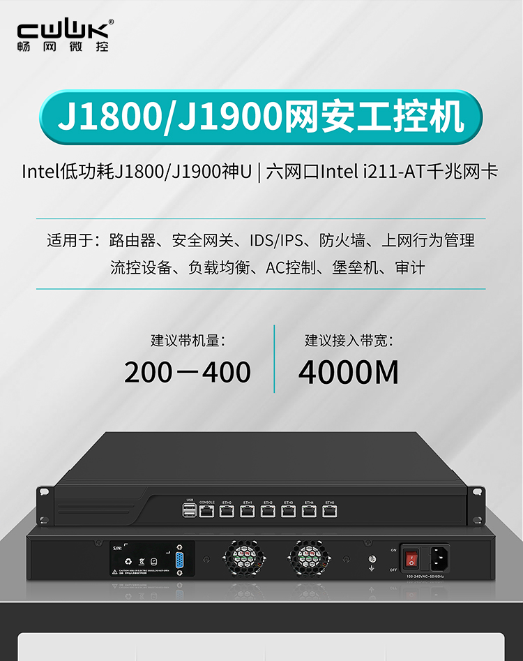 CW-J1900-4L软路由工控机